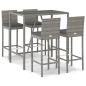 Preview: 5-tlg. Gartenbar-Set mit Kissen Grau Poly Rattan