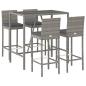 Preview: 5-tlg. Gartenbar-Set mit Kissen Grau Poly Rattan
