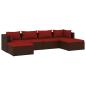 Preview: 6-tlg. Garten-Lounge-Set mit Auflagen Poly Rattan Braun