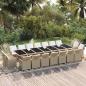 Preview: ARDEBO.de - 19-tlg. Garten-Essgruppe mit Kissen Poly Rattan Beige