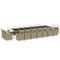 Preview: 19-tlg. Garten-Essgruppe mit Kissen Poly Rattan Beige