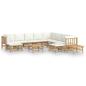 Preview: 12-tlg. Garten-Lounge-Set mit Cremewei?en Kissen Bambus