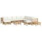 Preview: 12-tlg. Garten-Lounge-Set mit Cremewei?en Kissen Bambus
