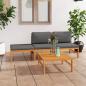 Preview: ARDEBO.de - 4-tlg. Garten-Lounge-Set mit Grauen Kissen Massivholz Teak