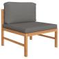 Preview: 4-tlg. Garten-Lounge-Set mit Grauen Kissen Massivholz Teak