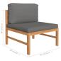Preview: 4-tlg. Garten-Lounge-Set mit Grauen Kissen Massivholz Teak