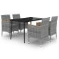 Preview: 5-tlg. Garten-Essgruppe mit Auflagen Poly Rattan und Glas