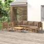 Preview: ARDEBO.de - 7-tlg. Garten-Lounge-Set mit Taupe Kissen Bambus