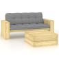 Preview: ARDEBO.de - 2-tlg. Garten-Lounge-Set mit Kissen Kiefernholz Imprägniert