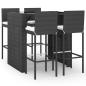 Preview: 5-tlg. Gartenbar-Set mit Kissen Schwarz Poly Rattan