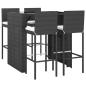 Preview: 5-tlg. Gartenbar-Set mit Kissen Schwarz Poly Rattan