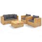 Preview: 5-tlg. Garten-Lounge-Set mit Kissen Massivholz Teak
