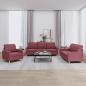 Preview: ARDEBO.de - 3-tlg. Sofagarnitur mit Kissen Weinrot Stoff