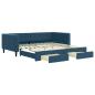 Preview: Tagesbett Ausziehbar mit Schubladen Blau 100x200 cm Samt