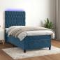 Preview: ARDEBO.de - Boxspringbett mit Matratze & LED Dunkelblau 80x200 cm Samt