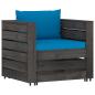 Preview: 2-tlg. Garten-Lounge-Set mit Kissen Grau Imprägniertes Holz