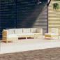 Preview: ARDEBO.de - 6-tlg. Garten-Lounge-Set mit Creme Kissen Massivholz Kiefer