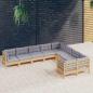 Preview: ARDEBO.de - 9-tlg. Garten-Lounge-Set mit Grauen Kissen Kiefernholz
