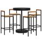 Preview: 5-tlg. Gartenbar-Set Schwarz Poly Rattan & Massivholz Akazie