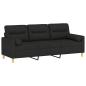 Preview: 3-Sitzer-Sofa mit Zierkissen Schwarz 180 cm Stoff