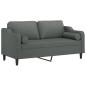 Preview: 2-Sitzer-Sofa mit Zierkissen Dunkelgrau 140 cm Stoff