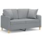 Preview: 2-Sitzer-Sofa mit Zierkissen Hellgrau 120 cm Stoff