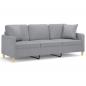 Preview: 3-Sitzer-Sofa mit Zierkissen Hellgrau 180 cm Stoff
