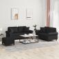 Preview: ARDEBO.de - 3-tlg. Sofagarnitur mit Kissen Schwarz Kunstleder