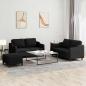 Preview: ARDEBO.de - 3-tlg. Sofagarnitur mit Kissen Schwarz Stoff