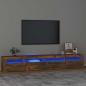 Preview: ARDEBO.de - TV-Schrank mit LED-Leuchten Räuchereiche 240x35x40 cm