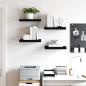 Preview: Schweberegale 4 Stk. Schwarz 40x23,5x3,8 cm MDF