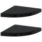 Preview: Eck-Schweberegale 2 Stk. Hochglanz-Schwarz 35x35x3,8 cm MDF