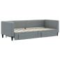 Preview: Tagesbett Ausziehbar mit Schubladen Hellgrau 80x200 cm Stoff