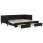 Preview: Tagesbett Ausziehbar mit Schubladen Schwarz 90x200 cm Stoff