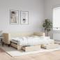 Preview: ARDEBO.de - Tagesbett Ausziehbar mit Schubladen Creme 100x200 cm Stoff