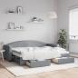 Preview: ARDEBO.de - Tagesbett Ausziehbar mit Schubladen Hellgrau 80x200 cm Stoff