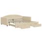 Preview: Tagesbett Ausziehbar mit Schubladen Creme 100x200 cm Stoff