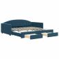Preview: Tagesbett Ausziehbar mit Schubladen Blau 100x200 cm Samt
