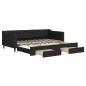 Preview: Tagesbett Ausziehbar mit Schubladen Schwarz 90x200 cm Stoff