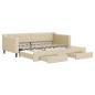 Preview: Tagesbett Ausziehbar mit Schubladen Creme 90x200 cm Stoff