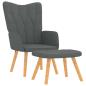 Preview: Relaxsessel mit Hocker Dunkelgrau Stoff