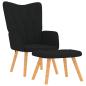 Preview: Relaxsessel mit Hocker Schwarz Stoff