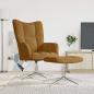 Preview: ARDEBO.de - Relaxsessel mit Hocker Braun Samt