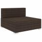 Preview: Mittelsofa mit Kissen Modular Poly Rattan Braun