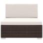 Preview: Mittelsofa mit Kissen Modular Poly Rattan Braun