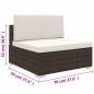 Preview: Mittelsofa mit Kissen Modular Poly Rattan Braun