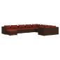 Preview: 10-tlg. Garten-Lounge-Set mit Kissen Poly Rattan Braun