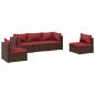 Preview: 5-tlg. Garten-Lounge-Set mit Kissen Poly Rattan Braun