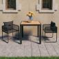 Preview: ARDEBO.de - 3-tlg. Garten-Essgruppe PVC Rattan Schwarz und Braun