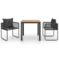 Preview: 3-tlg. Garten-Essgruppe PVC Rattan Schwarz und Braun